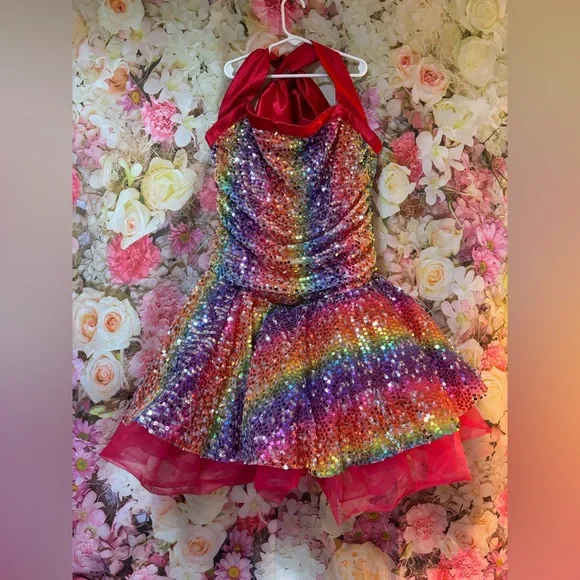 Weissman Rainbow Sequin Kids Dance Dress - Picture 15 of 16